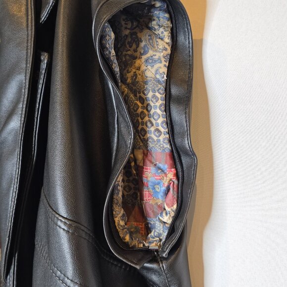 Vintage Men's Full Stop "All over the World" Leather Jacket/Vest, Size L-XL, Blk - Picture 9 of 12